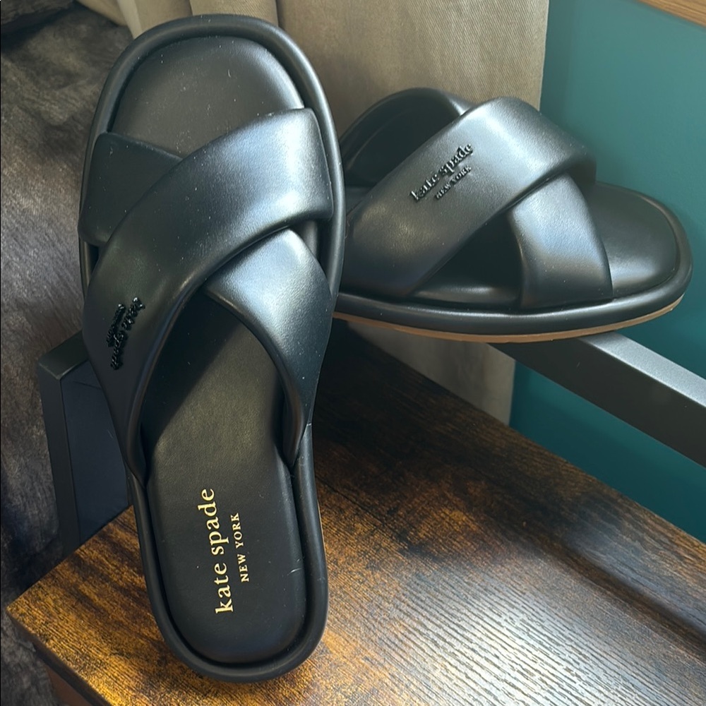 Kate Spade Black Rio Slides Size 7.5